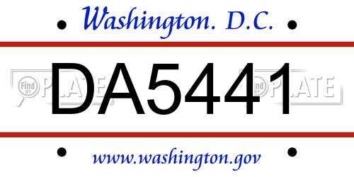 DA5441 District Of Columbia License Plate