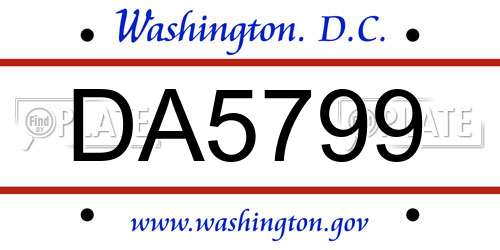 DA5799 District Of Columbia License Plate