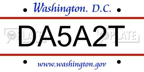 DA5A2T District Of Columbia License Plate