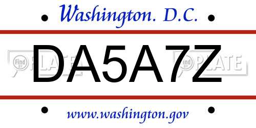 DA5A7Z District Of Columbia License Plate