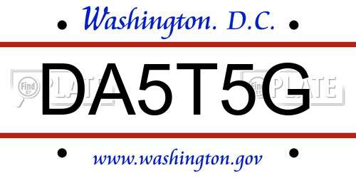 DA5T5G District Of Columbia License Plate