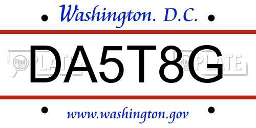 DA5T8G District Of Columbia License Plate