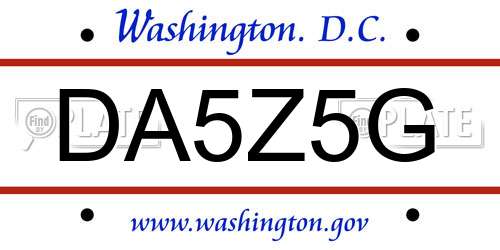 DA5Z5G District Of Columbia License Plate