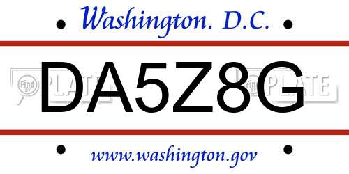 DA5Z8G District Of Columbia License Plate