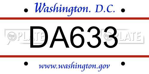 DA633 District Of Columbia License Plate
