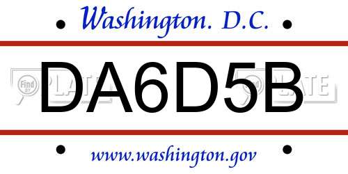 DA6D5B District Of Columbia License Plate