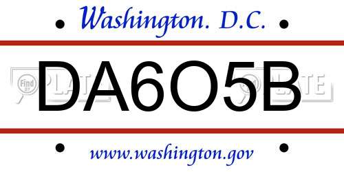 DA6O5B District Of Columbia License Plate