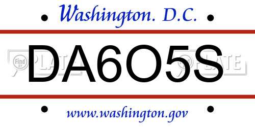 DA6O5S District Of Columbia License Plate