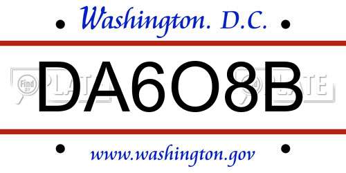 DA6O8B District Of Columbia License Plate