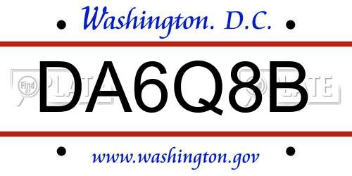 DA6Q8B District Of Columbia License Plate