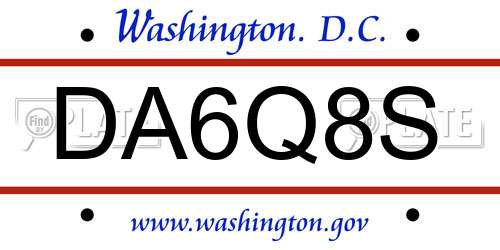 DA6Q8S District Of Columbia License Plate