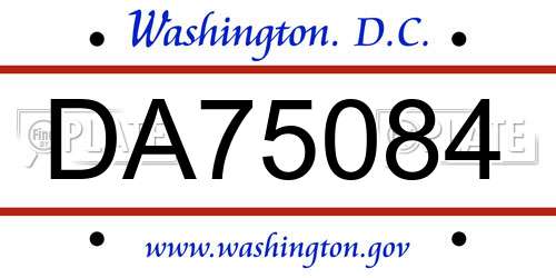 DA75084 District Of Columbia License Plate