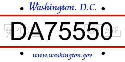 DA75550 District Of Columbia License Plate
