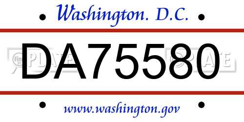 DA75580 District Of Columbia License Plate