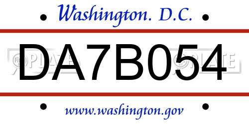DA7B054 District Of Columbia License Plate