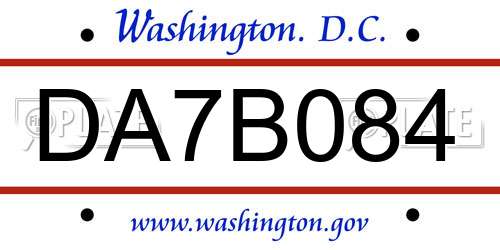 DA7B084 District Of Columbia License Plate