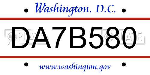 DA7B580 District Of Columbia License Plate