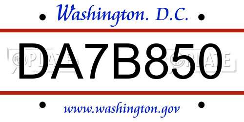 DA7B850 District Of Columbia License Plate