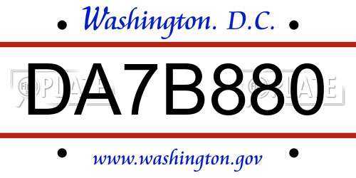 DA7B880 District Of Columbia License Plate