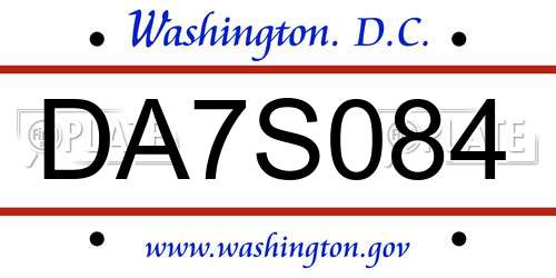 DA7S084 District Of Columbia License Plate