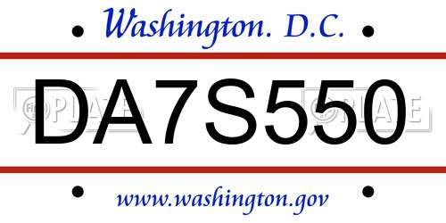 DA7S550 District Of Columbia License Plate