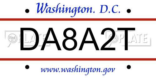 DA8A2T District Of Columbia License Plate