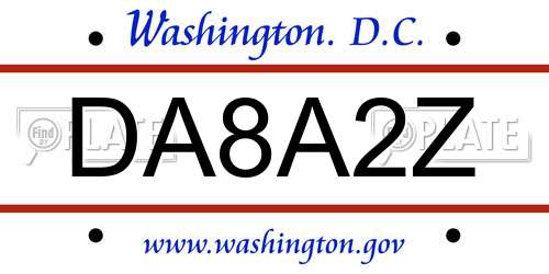 DA8A2Z District Of Columbia License Plate