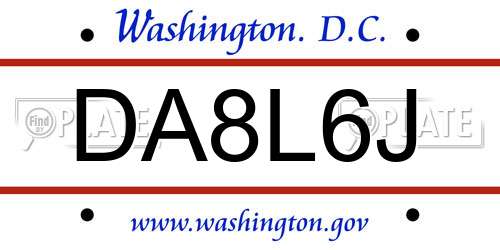 DA8L6J District Of Columbia License Plate