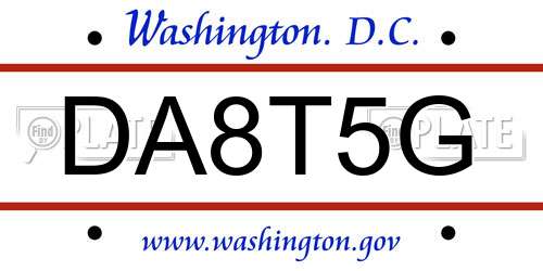 DA8T5G District Of Columbia License Plate