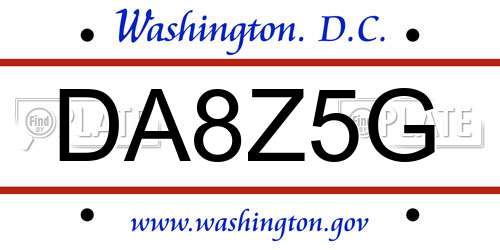 DA8Z5G District Of Columbia License Plate