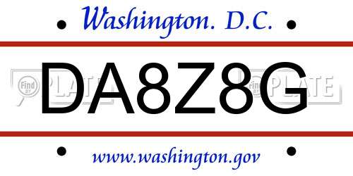 DA8Z8G District Of Columbia License Plate