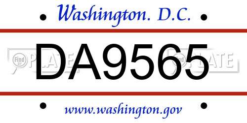 DA9565 District Of Columbia License Plate