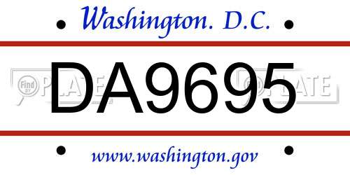 DA9695 District Of Columbia License Plate
