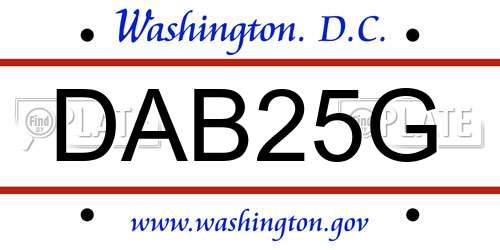 DAB25G District Of Columbia License Plate