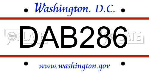 DAB286 District Of Columbia License Plate