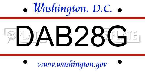 DAB28G District Of Columbia License Plate