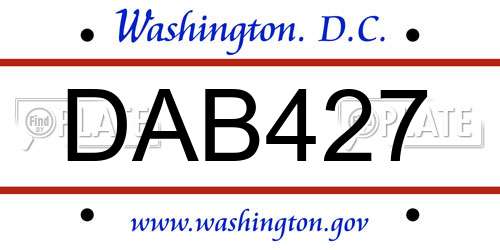 DAB427 District Of Columbia License Plate