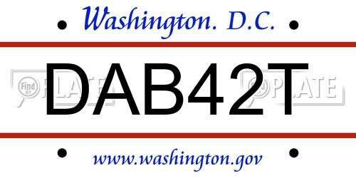 DAB42T District Of Columbia License Plate