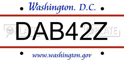 DAB42Z District Of Columbia License Plate
