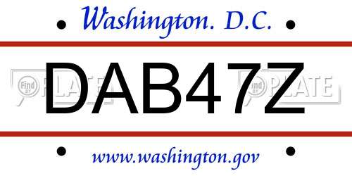 DAB47Z District Of Columbia License Plate