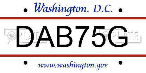 DAB75G District Of Columbia License Plate