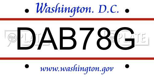 DAB78G District Of Columbia License Plate