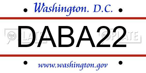 DABA22 District Of Columbia License Plate