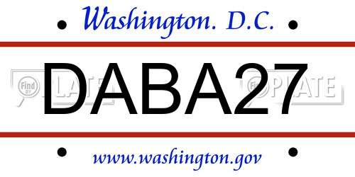 DABA27 District Of Columbia License Plate