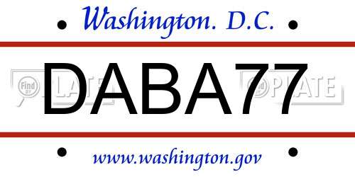 DABA77 District Of Columbia License Plate