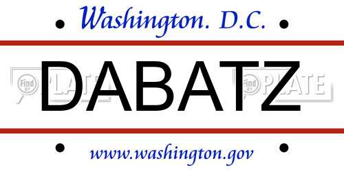 DABATZ District Of Columbia License Plate