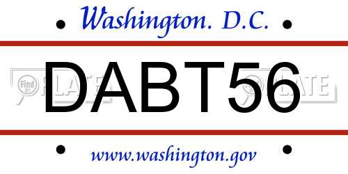 DABT56 District Of Columbia License Plate
