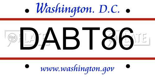 DABT86 District Of Columbia License Plate