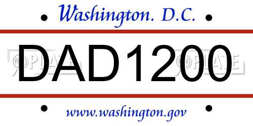 DAD1200 District Of Columbia License Plate