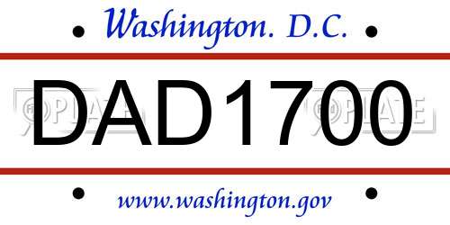 DAD1700 District Of Columbia License Plate